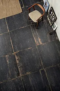 Carrelage, Effet bois, Teinte noire, Grès cérame non-émaillé, 90x90 cm, Surface mate
